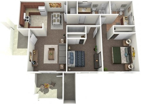 a floor plan of a two bedroom apartment